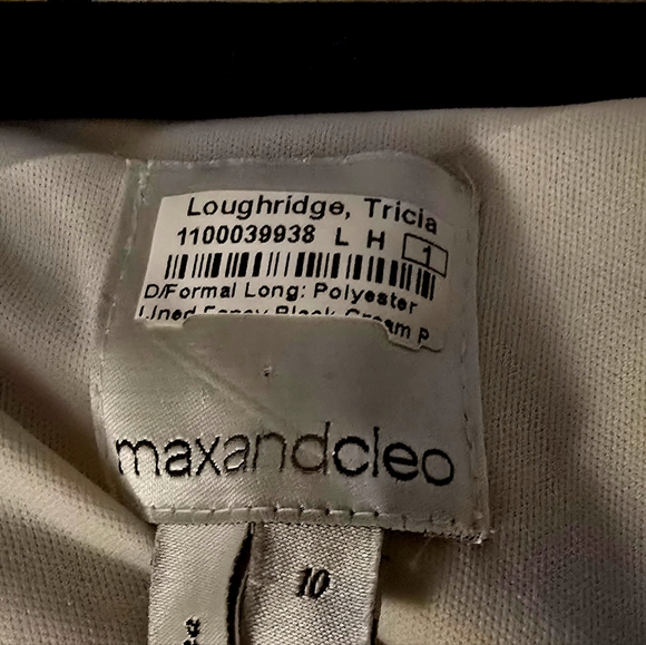 ๐ MAX AND CLEO SHEER LINED BLACK AND IVORY FORMAL SZ 10 LIKE NEW ๐ - Picture 8 of 8
